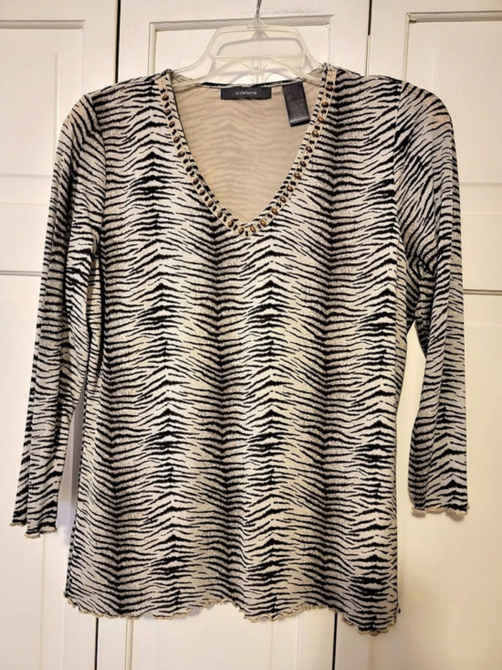 Liz Claiborne Animal Print Tunic in Black & Cream Size Large